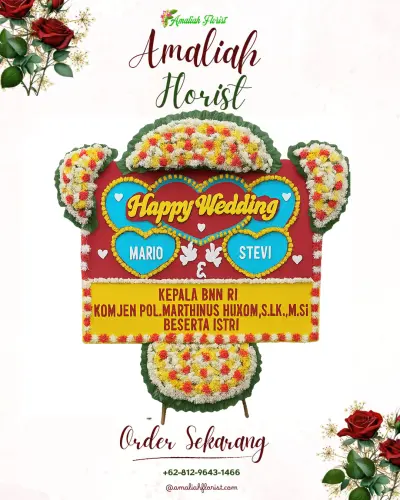 Karangan Papan Bunga Pernikahan di Giyono